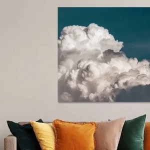 Zwerm vogels in een dik wolkendek in de lucht van Roger VDB - NL587968M13S60x60 Must-Have