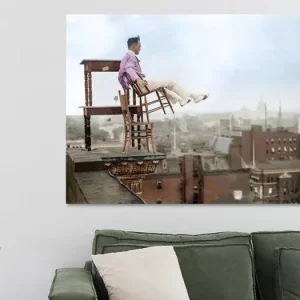 1917, Daredevil Jammie Reynolds balancing chairs van Colourful History - NL508311M13S70x50 Meilleure Vente