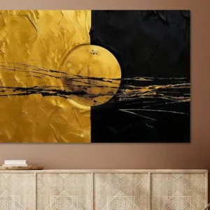 Zwarte gouden cirkel met zwart van Digitale Schilderijen - NL1174808M13S75x50 Prix Promo