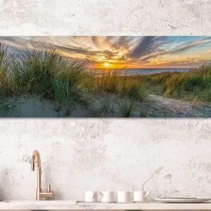 zonsondergang met de duinen en de Noordzee van eric van der eijk - NL202259M13S105x35 Quantité Limitée