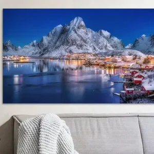Winterlandschap op de Lofoten in Noorwegen. van Voss fotografie - NL814694M13S90x45 Achetez Aujourd’hui