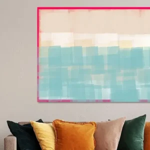 Abstract in wit, blauw en neonroze. van Dina Dankers - NL1701126M13S80x55 Meilleure Vente