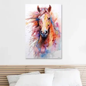 abstract kleurig aquarel van een paard. van Gelissen Artworks - NL1173659M13S50x75 Prix Promo