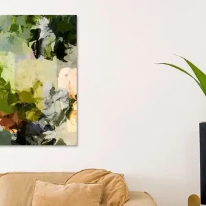 Abstract landschap in smaragdgroen, terracotta, bruin. van Dina Dankers - NL1202620M13S50x75 Expédié Aujourd’hui